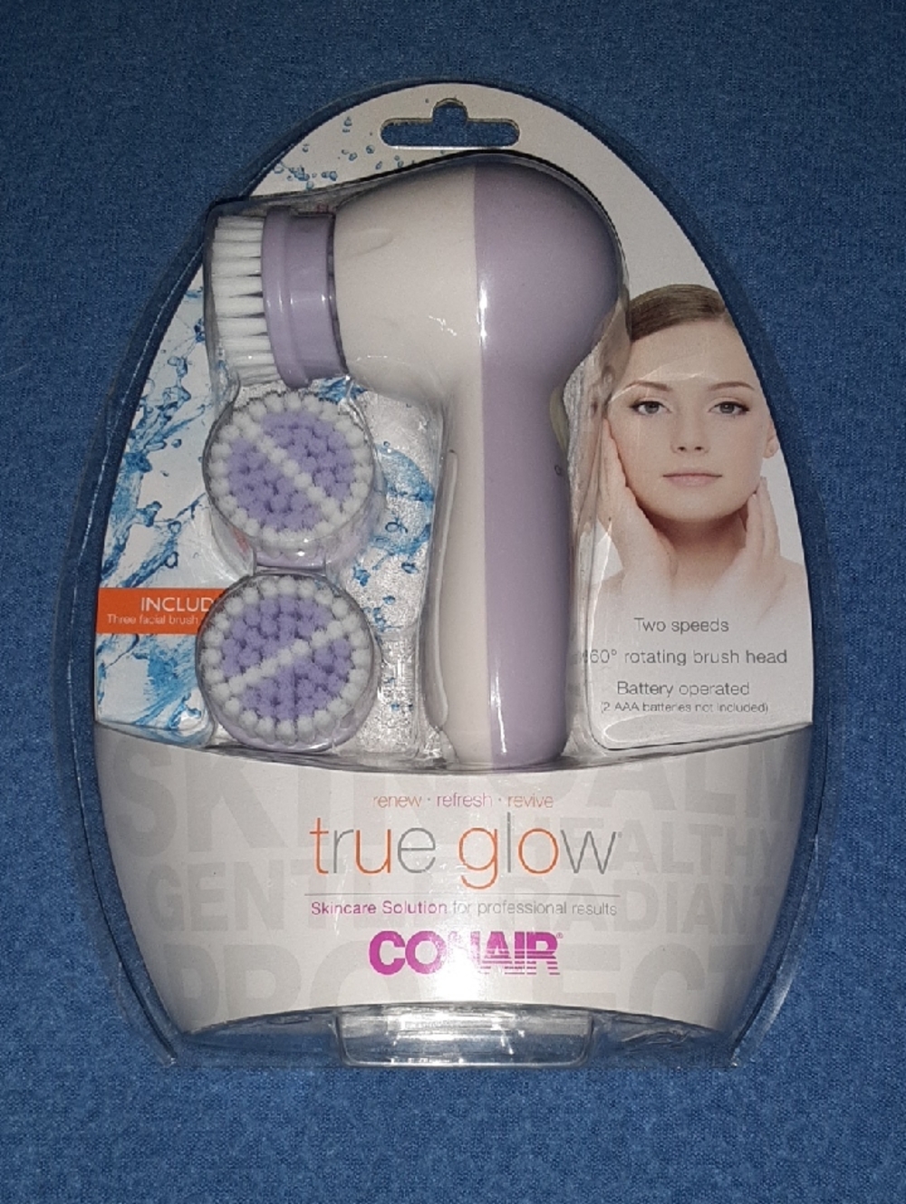 Conair True Glow Facial Cleansing Brush — Lavender & White